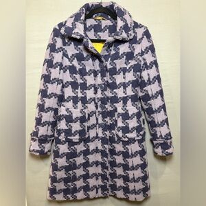 Boden Women’s 100% Wool Purple Houndstooth Peacoat, US Size 4